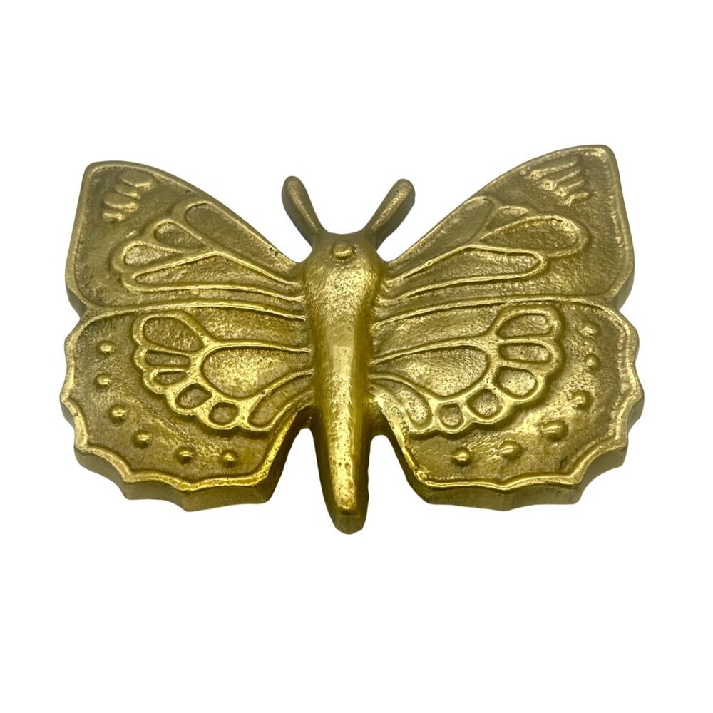Gold Tone Metal Large Butterfly Figurine Home Decor Brass Tone 7"Wx5.5"Dx2.25"H